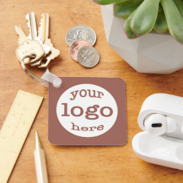 Creëer Custom Business Logo QR Code Rust Brown Sleutelhanger