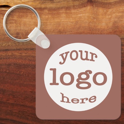 Creëer Custom Business Logo QR Code Rust Brown Sleutelhanger (Voorkant)
