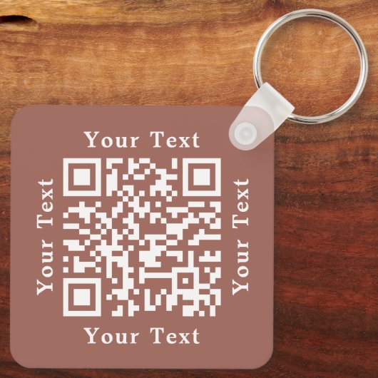 Creëer Custom Business Logo QR Code Rust Brown Sleutelhanger (Achterkant)