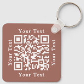 Creëer Custom Business Logo QR Code Rust Brown Sleutelhanger (Achterkant)