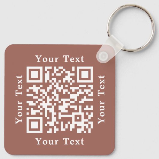 Creëer Custom Business Logo QR Code Rust Brown Sleutelhanger (Achterkant)