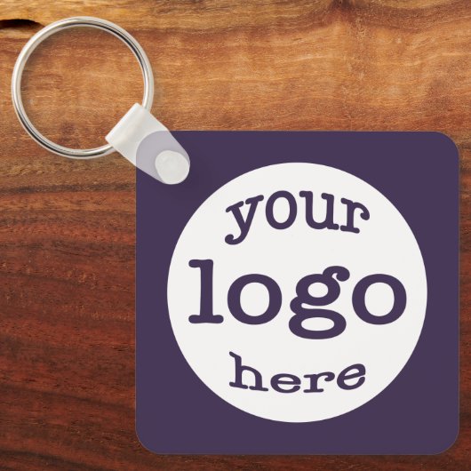 Creëer Custom Company Business Logo QR Code Paarse Sleutelhanger (Voorkant)