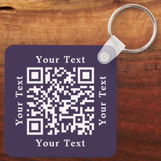 Creëer Custom Company Business Logo QR Code Paarse Sleutelhanger (Achterkant)