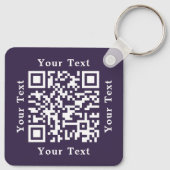 Creëer Custom Company Business Logo QR Code Paarse Sleutelhanger (Achterkant)