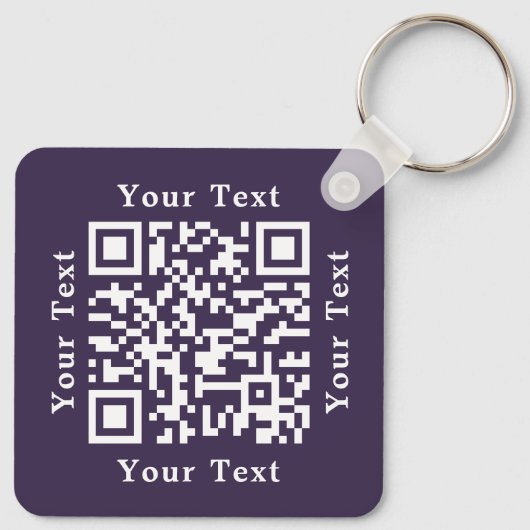 Creëer Custom Company Business Logo QR Code Paarse Sleutelhanger (Achterkant)