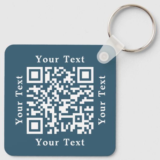 Creëer Custom Company Logo QR Code Eucalyptus Blau Sleutelhanger (Achterkant)