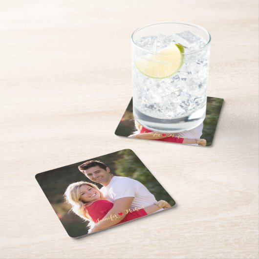 Creëer Custom Couple Pas getrouwd Fotopapier Onder Kartonnen Onderzetters (Insitu)