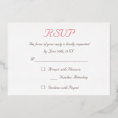 Creëer Custom Elegant Wedding RSVP Roos Gold Folie Uitnodiging (Achterkant)
