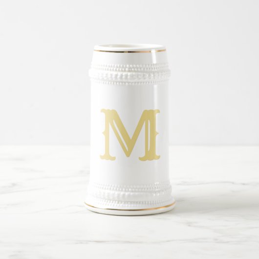 Creëer Custom Faux Gold Monogrammed Beer Stein Mok (Center)