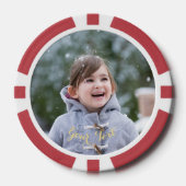 Creëer Custom Foto Kerst Red Gold Golfer Golf Poker Chips (Voorkant)
