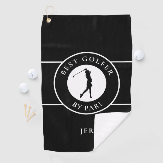 Creëer Custom Fun Golf Lover Modern Golfer Zwart Golfhanddoek (Insitu)