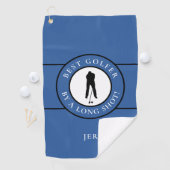 Creëer Custom Fun Golfer Modern Pro Blue Monogram Golfhanddoek (Insitu)