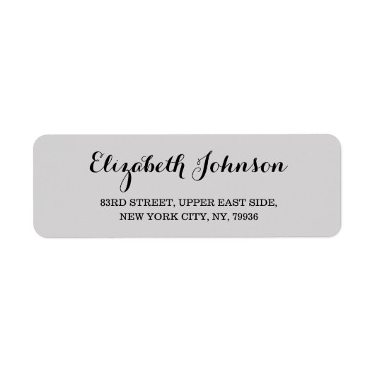 Creëer Custom Modern Elegant Grey Retouradres Etiket (Voorkant)