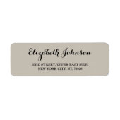 Creëer Custom Modern Elegant Taupe Retouradres Etiket (Voorkant)