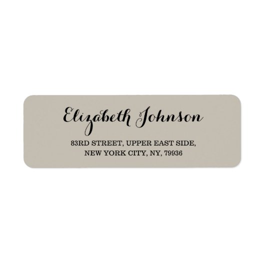 Creëer Custom Modern Elegant Taupe Retouradres Etiket (Voorkant)