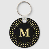 Creëer Custom Modern Elegant Zwart Goud Monogram Sleutelhanger (Achterkant)