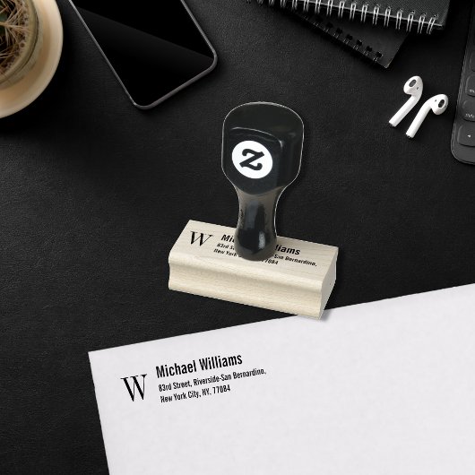 Creëer Custom Monogram Moderne Naam Retouradres Rubberstempel