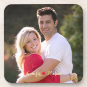 Creëer Custom paar Pas getrouwd Foto Cork Onderzet Bier Onderzetter (Voorkant)