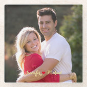 Creëer Custom paar Pas getrouwd foto glas Onderzet Glazen Onderzetter (Voorkant)