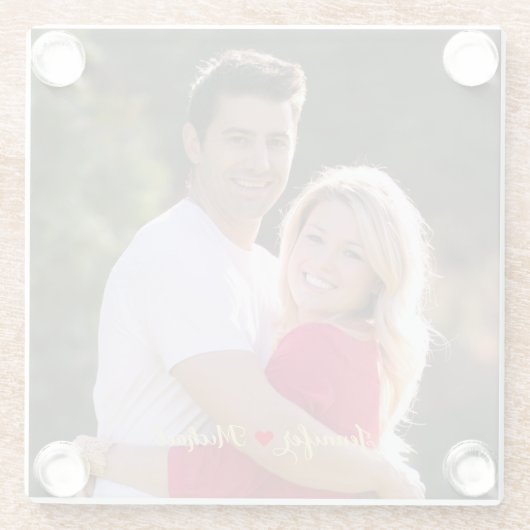 Creëer Custom paar Pas getrouwd foto glas Onderzet Glazen Onderzetter (Achterkant)