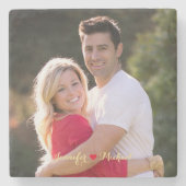 Creëer Custom paar Pas getrouwd Foto Stone Onderze Stenen Onderzetter (Voorkant)