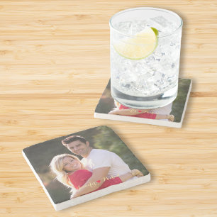 Creëer Custom paar Pas getrouwd Foto Stone Onderze Stenen Onderzetter