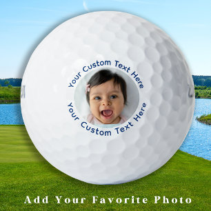 Creëer Custom Photo Golfer Blue Gepersonaliseerde Golfballen