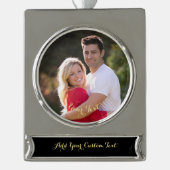 Creëer Custom Photo Text Keepsake Christmas Decor Verzilverd Banner Ornament (Voorkant)