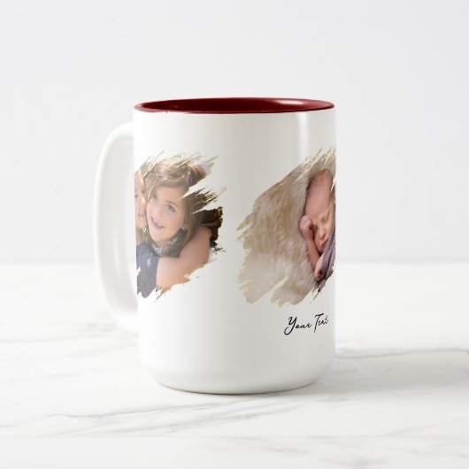 Creëer Custom Photo Text Two-Tone Tea Coffee Mok (Voorkant links)