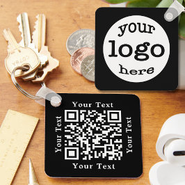 Creëer Custom QR Code Bedrijfsbedrijf Logo Black Sleutelhanger