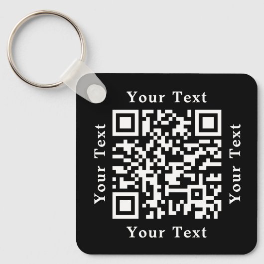 Creëer Custom QR Code Bedrijfsbedrijf Logo Black Sleutelhanger (Voorkant)
