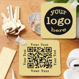 Creëer Custom QR Code Bedrijfsbedrijf Logo Gold Sleutelhanger
