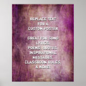Creëer Custom Quote Brown Raspberry Grunge Texture Poster (Voorkant)