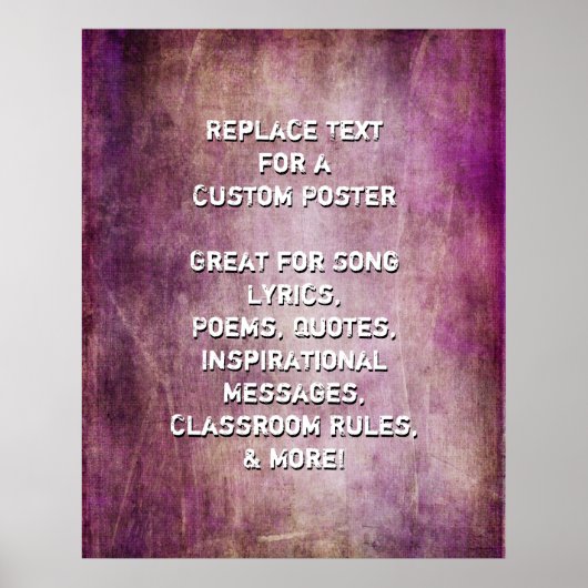 Creëer Custom Quote Brown Raspberry Grunge Texture Poster (Voorkant)
