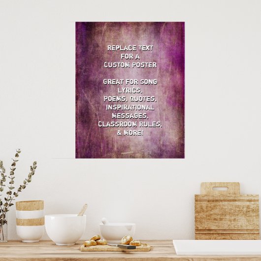 Creëer Custom Quote Brown Raspberry Grunge Texture Poster (Keuken)