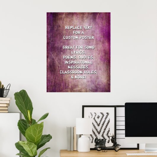 Creëer Custom Quote Brown Raspberry Grunge Texture Poster (Thuiskantoor)