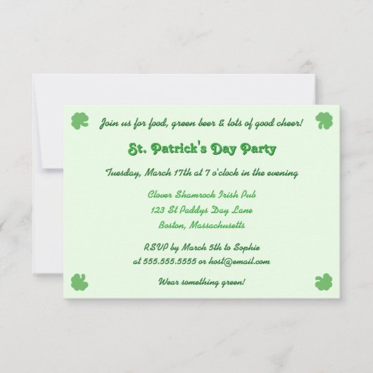 Creëer Custom St Patricks Day Feestuitnodiging Kaart (Voorkant)