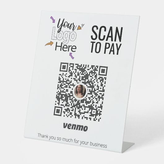 Creëer Custom Venmo for Business Reclamebord Met Voetstuk (Voorkant)