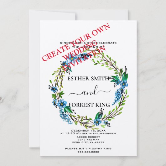 Creëer Custom Wedding Invitation, DIY Wedding Kaar Kaart (Voorkant)