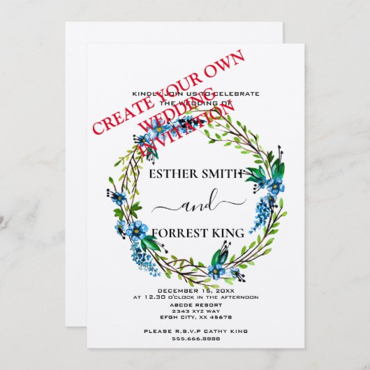 Creëer Custom Wedding Invitation, DIY Wedding Kaar Kaart (Voorkant / Achterkant)