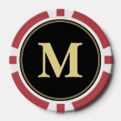 Creëer Custom Zwart Goud Monogram Toernooi Game Poker Chips (Voorkant)