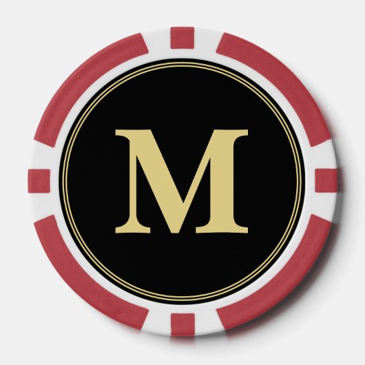 Creëer Custom Zwart Goud Monogram Toernooi Game Poker Chips (Voorkant)