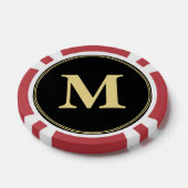Creëer Custom Zwart Goud Monogram Toernooi Game Poker Chips (Enkel)