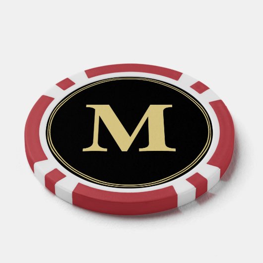 Creëer Custom Zwart Goud Monogram Toernooi Game Poker Chips (Enkel)