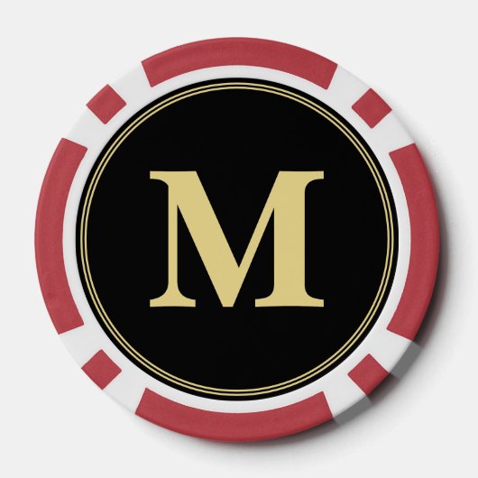 Creëer Custom Zwart Goud Monogram Toernooi Game Poker Chips (Achterkant)