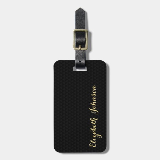 Creëer Custom Zwart Goud Reizen Bagagetas Label Bagagelabel (Voorkant verticaal)