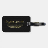 Creëer Custom Zwart Goud Reizen Bagagetas Label Bagagelabel (Achterkant horizontaal)
