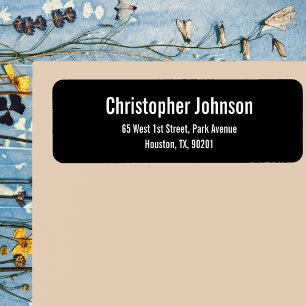 Creëer Custom Zwart Modern Retouradres Label