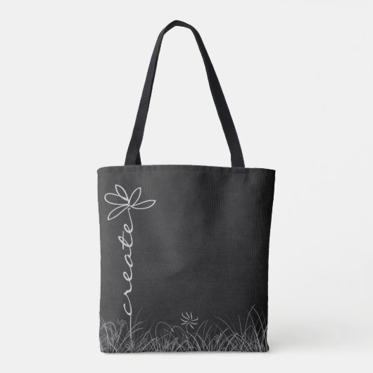 Creëer daisy doedle art op zwart bord tote bag (Achterkant)