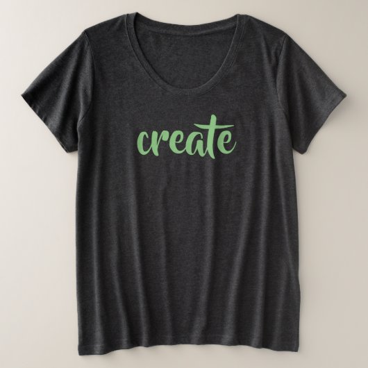 "Creëer" Dames T-shirt Plusmaten (Design voorkant)